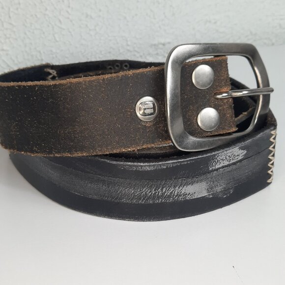 BKE Genuine Leather Stitched Studded Embroidered Belt Womens Large Boho - Picture 2 of 4